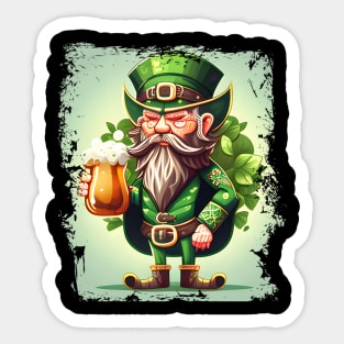 Leprechaun with Beer St Patricks- Irish St Patrick's Day T-Shirt Sticker